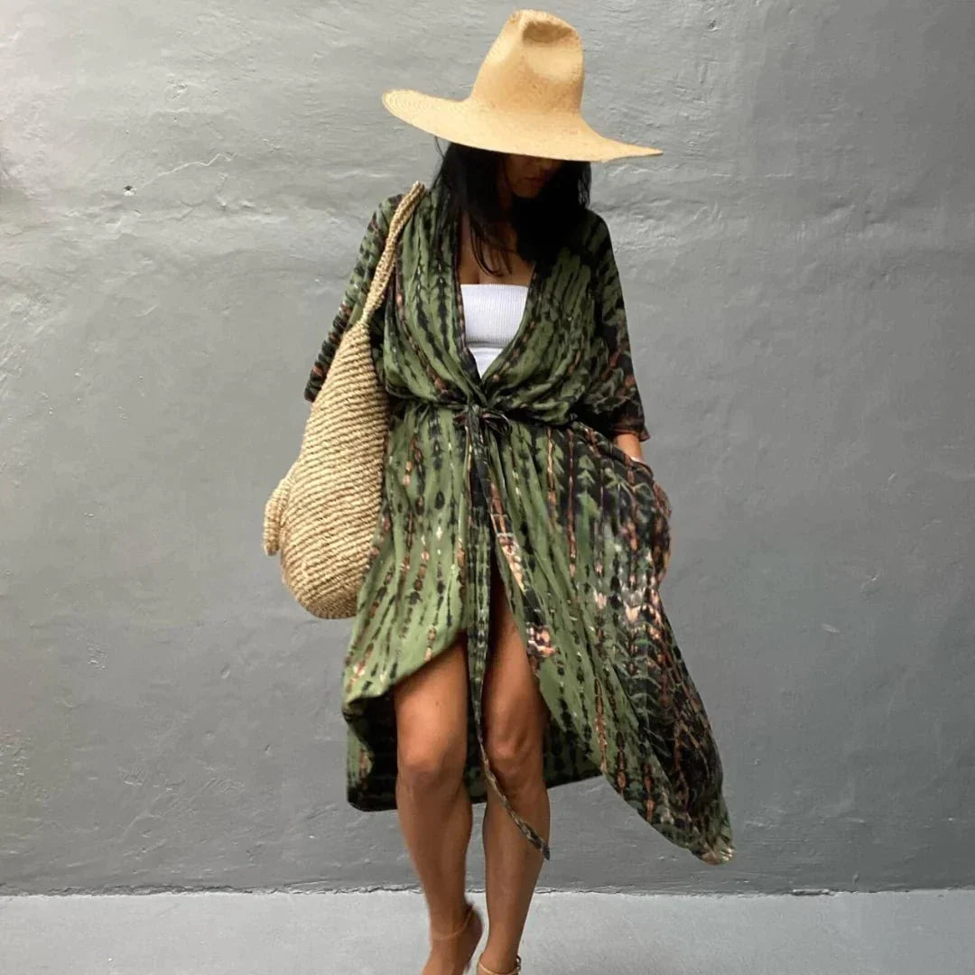 Crêpes | Kimono élégant Vert Armée