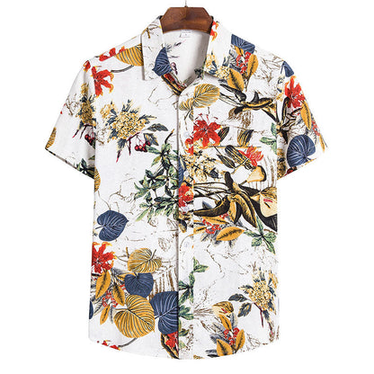 rétro à manches courtes pour hommes au design floral cool