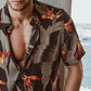 Chemise à manches courtes pour homme à imprimé tropical