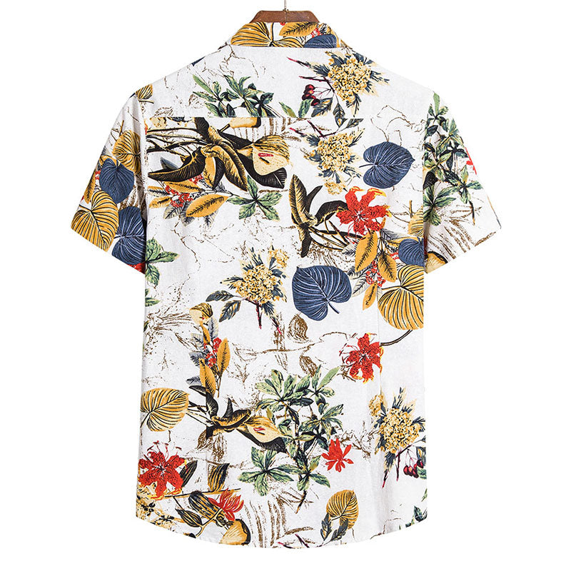 rétro à manches courtes pour hommes au design floral cool