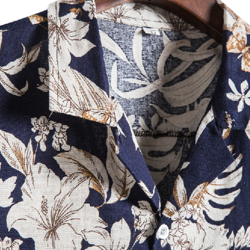 élégante à manches courtes pour hommes avec motif floral