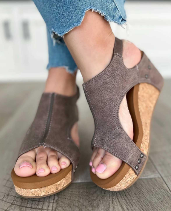 Sandales compensées à plateforme en cuir pour femme