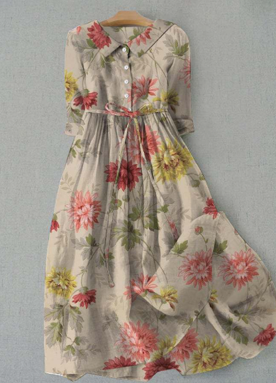 Robe Décontractée Femme à Motif Floral Botanique