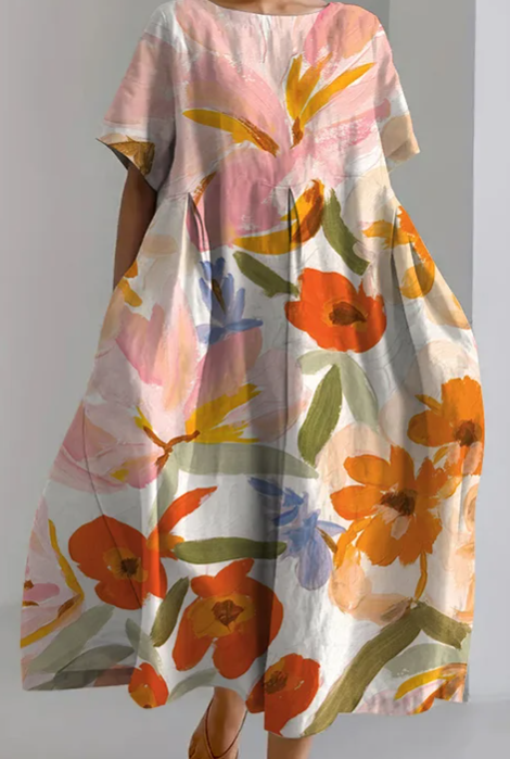 Robe tunique à poche et imprimé floral Art pour femme