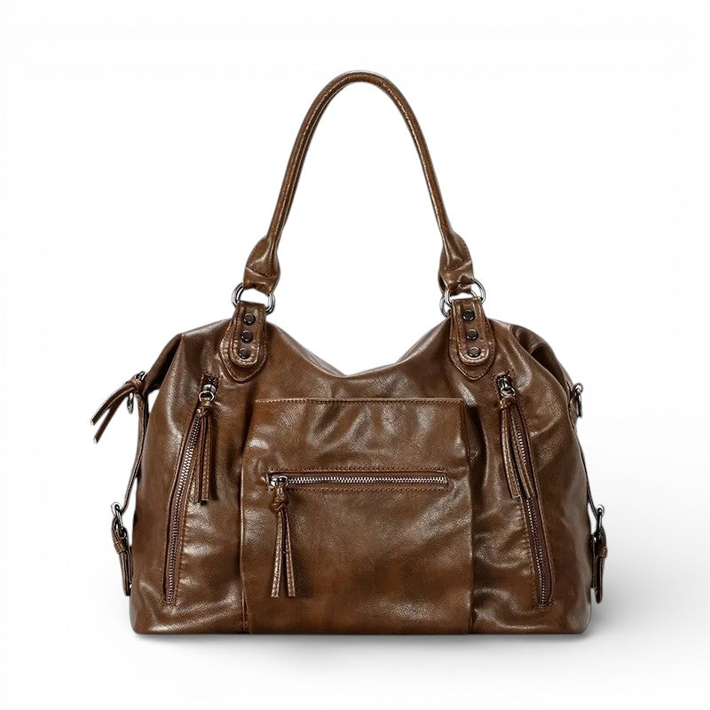 Multipocket Schultertasche Mode Retro Pendler Unterarm Motorrad Tasche Marken Design Damen Umhängetasche große Reisetasche