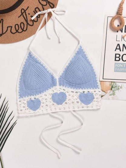 Haut de soutien-gorge en forme de cœur au crochet