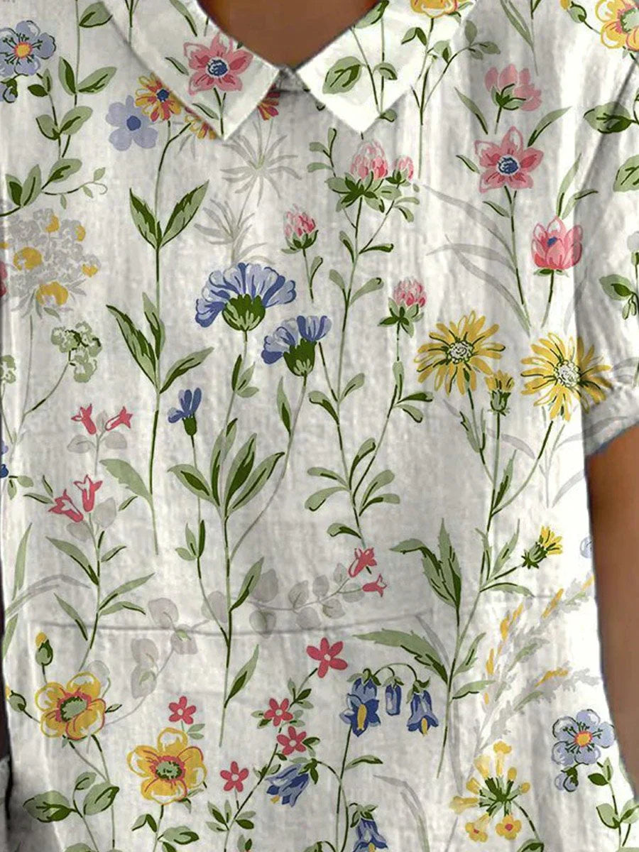 Chemise à imprimé floral rétro pour femmes