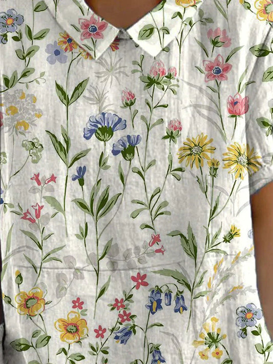 Chemise à imprimé floral rétro pour femmes