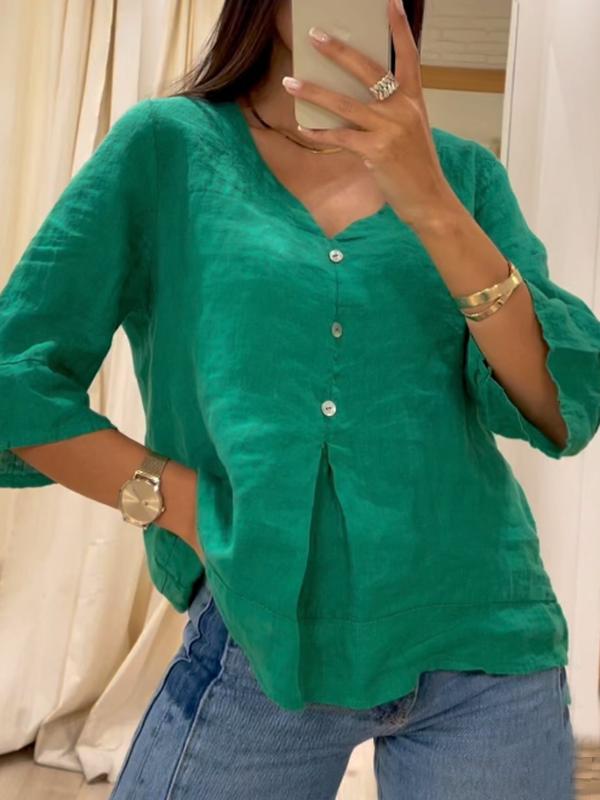 Cripes – Blouse verte en lin et coton