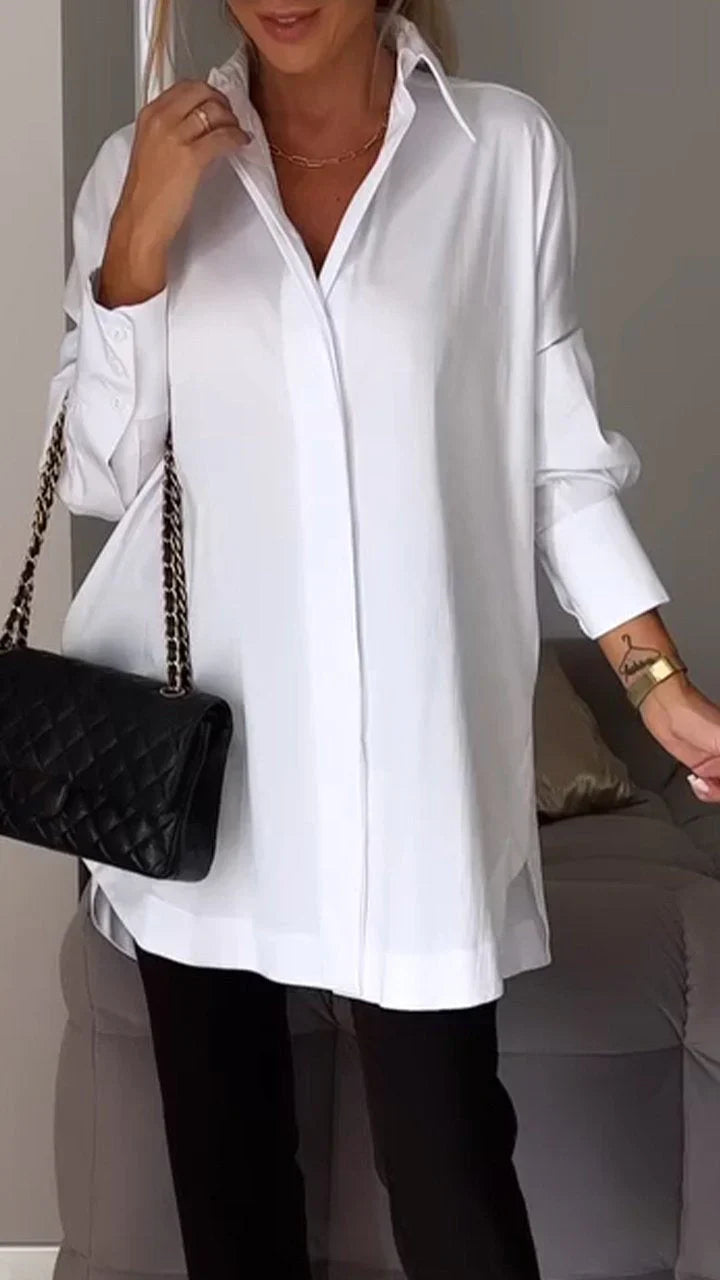 Camisa Con Abertura De Solapa Blanca