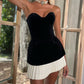 Robe bustier en patchwork de velours