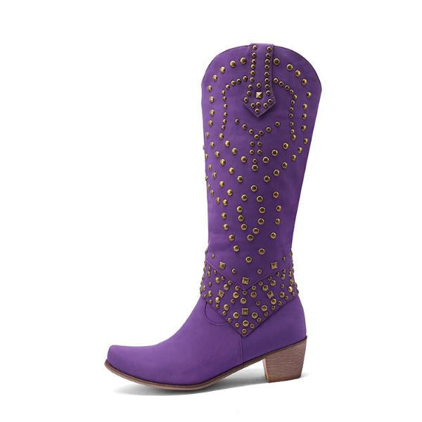 Lilybell™ - Bottes hautes avec clous en métal et talon coupé