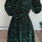 Robe à paillettes à manches longues et col rond