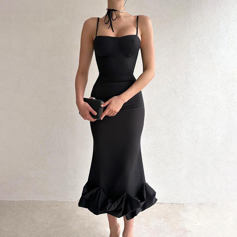 Elégante robe slip unie