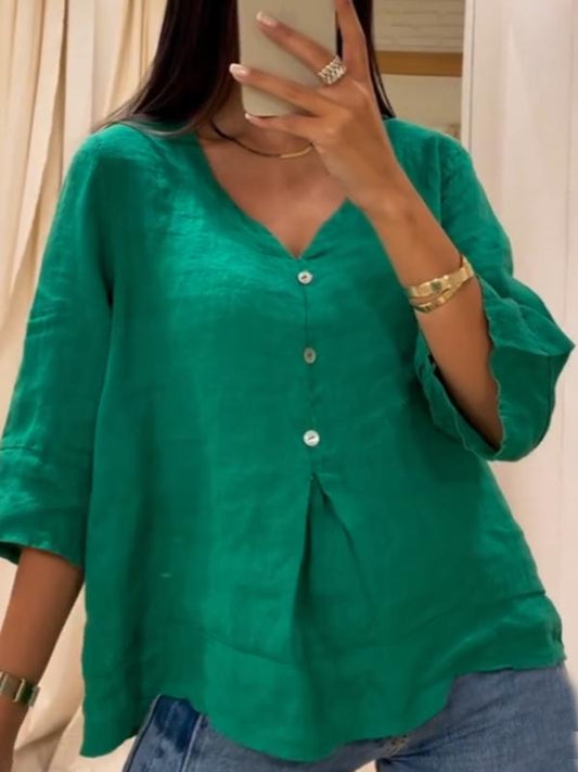 Cripes – Blouse verte en lin et coton