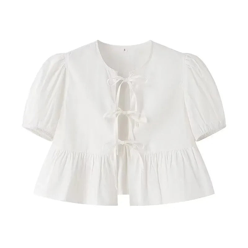 Cripes Tie Ruffle Crop Top