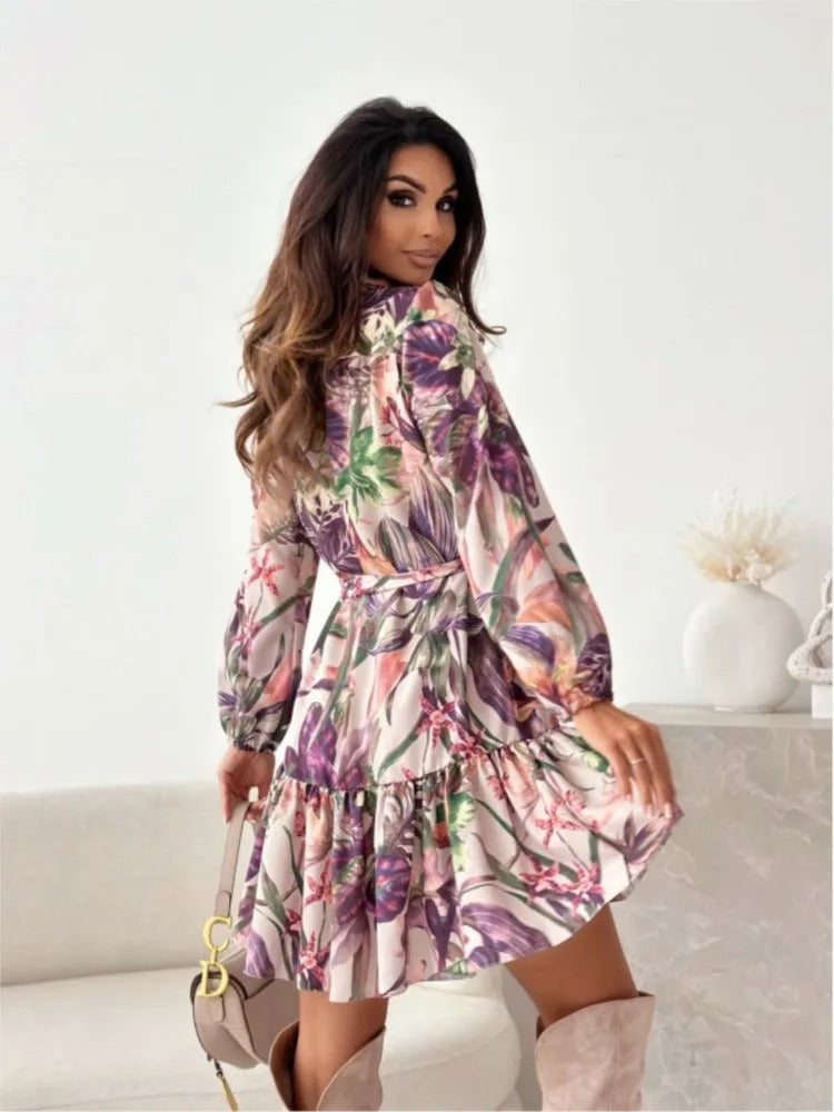 Robe d'été ModeParisienne® avec imprimé floral et volants à la taille