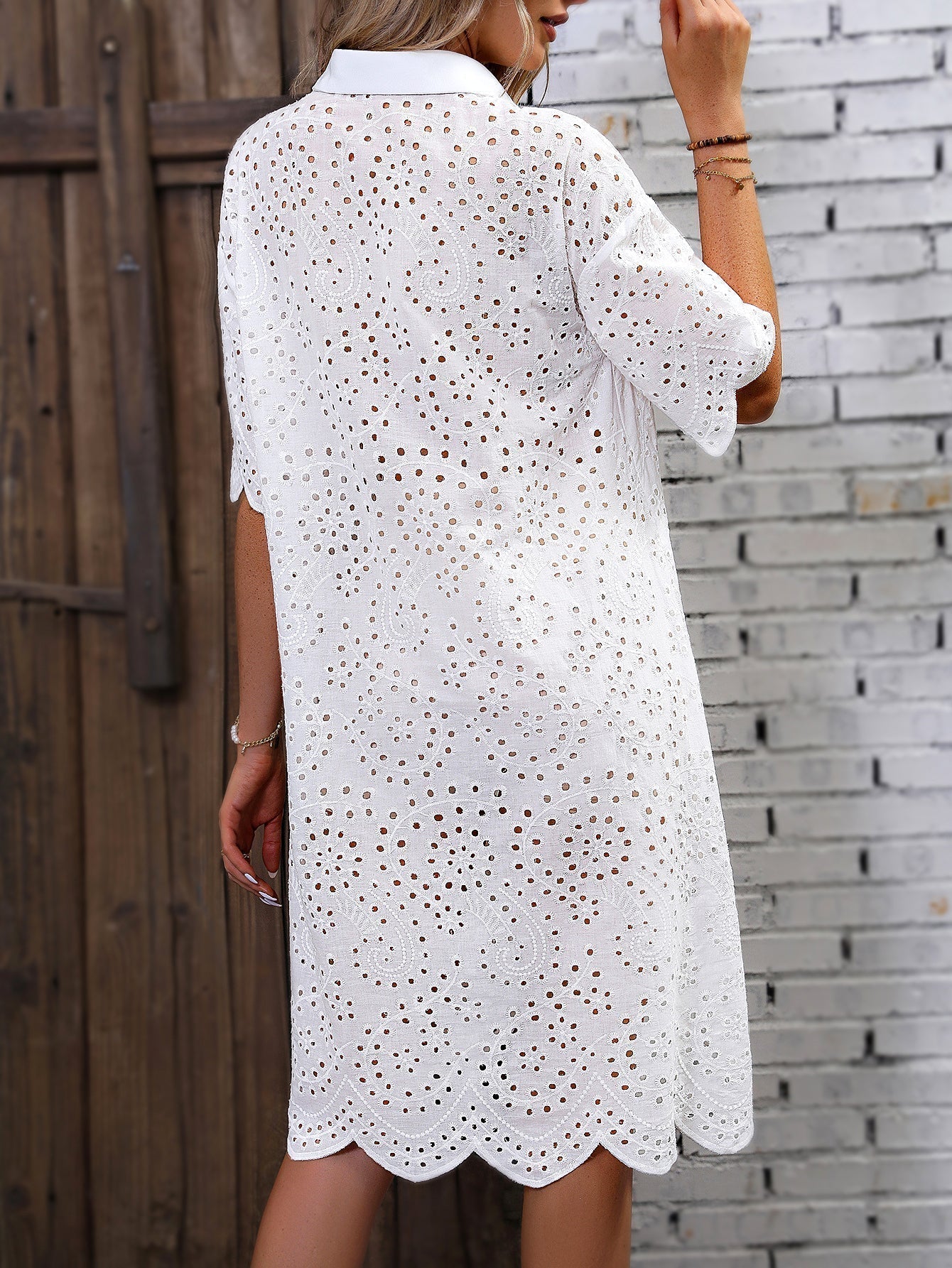 Cripes - Robe chemise blanche yeux brodés