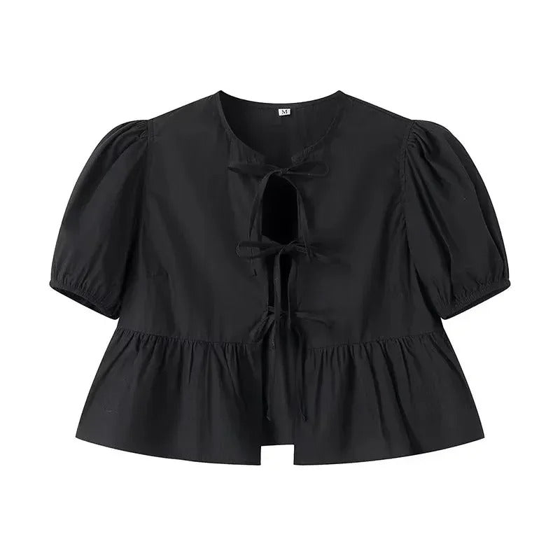 Cripes Tie Ruffle Crop Top