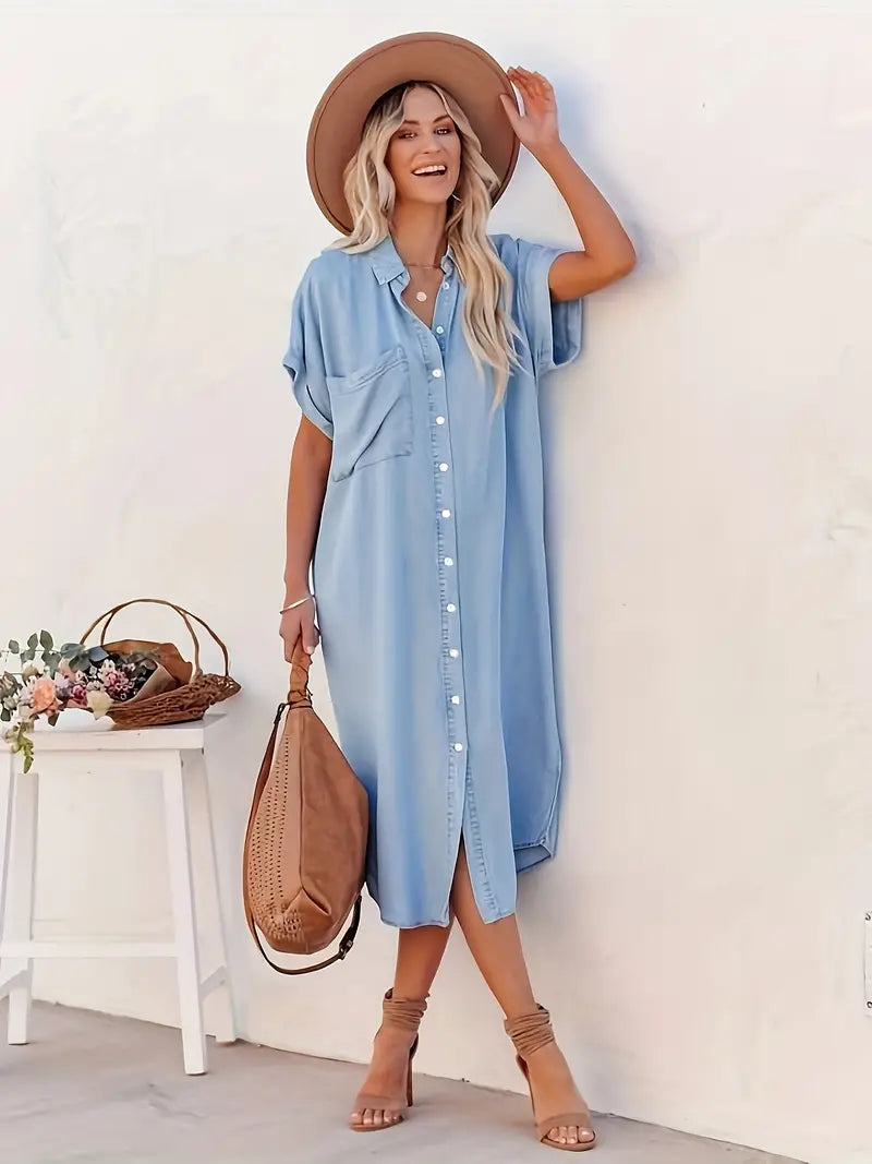 Robe chemisier Cripes avec boutons et poches, manches courtes | Rina