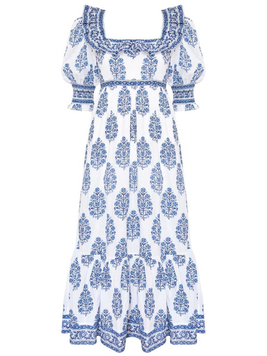 Robe d'été bleue imprimée