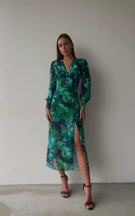 Robe midi vert émeraude