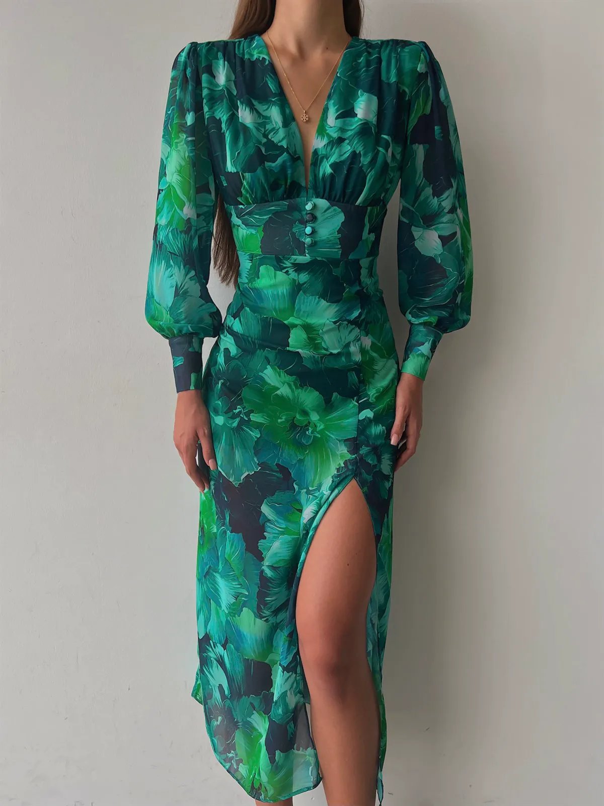 Robe midi vert émeraude