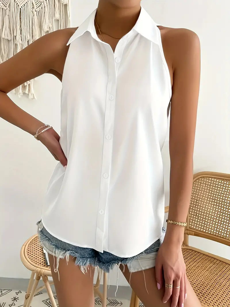 Blouse Cripes sans manches | Pauline