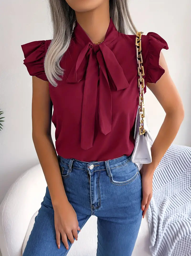 Blouse Cripes avec nœud papillon et manches | Ruth