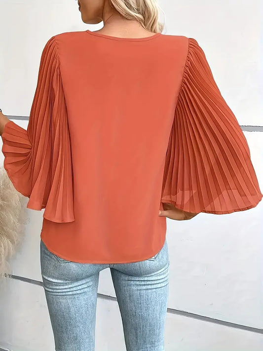 Blouse Cripes à col V | Sylvie