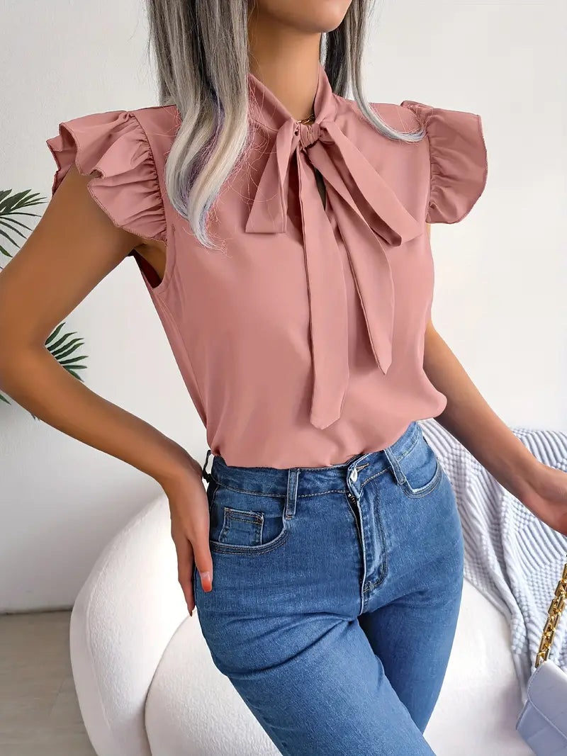 Blouse Cripes avec nœud papillon et manches | Ruth