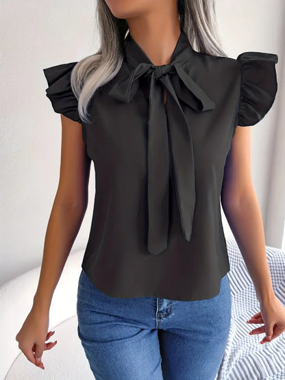 Blouse Cripes avec nœud papillon et manches | Ruth