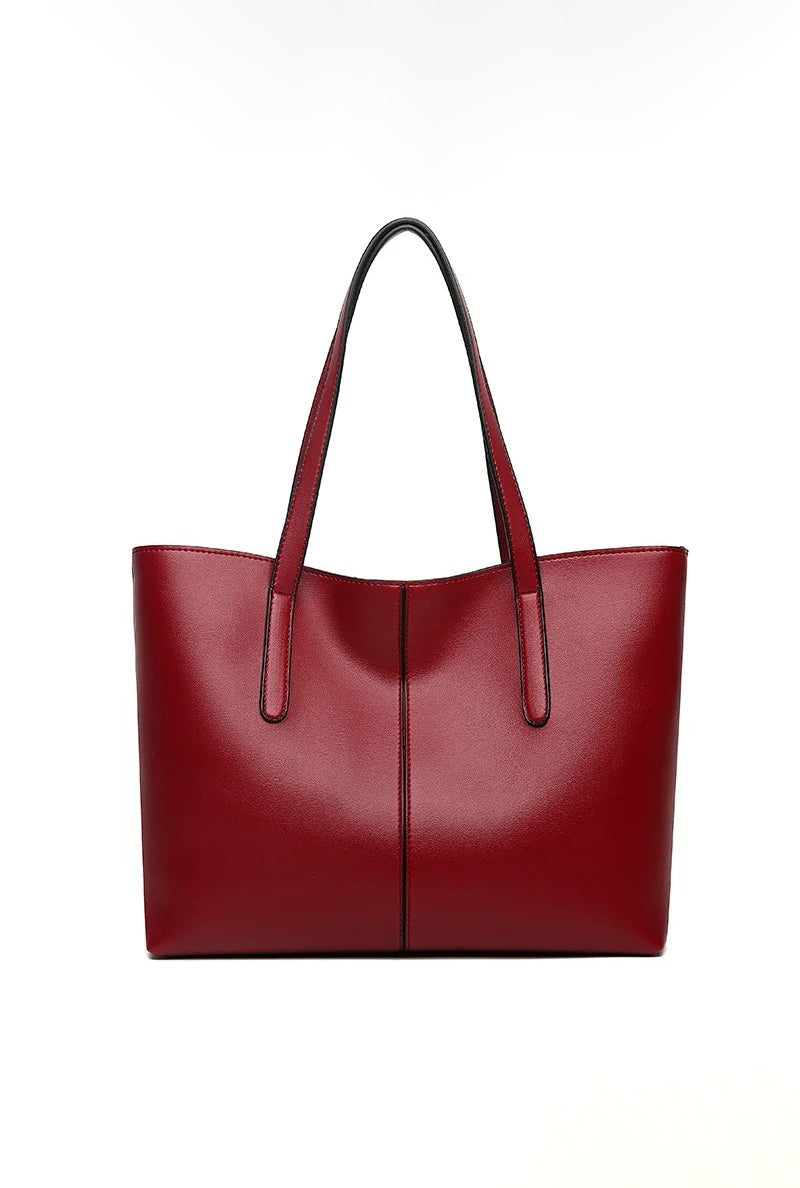 Große Ledertasche, Damen-Arbeitstasche mit Reißverschluss