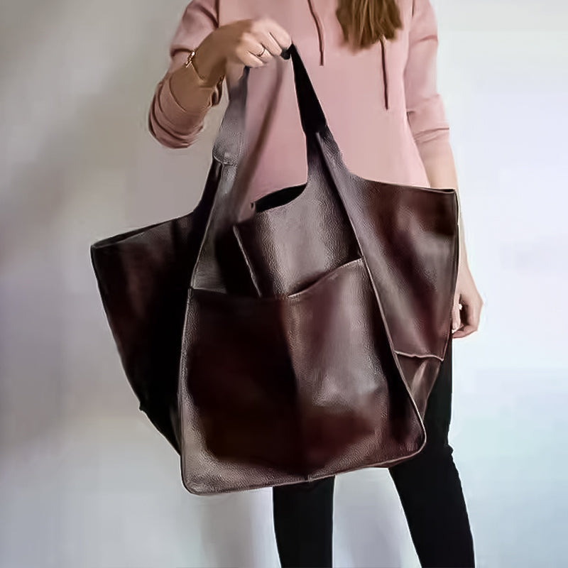 Übergroße Leder-Schultertasche für Frauen