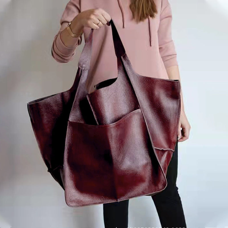 Übergroße Leder-Schultertasche für Frauen