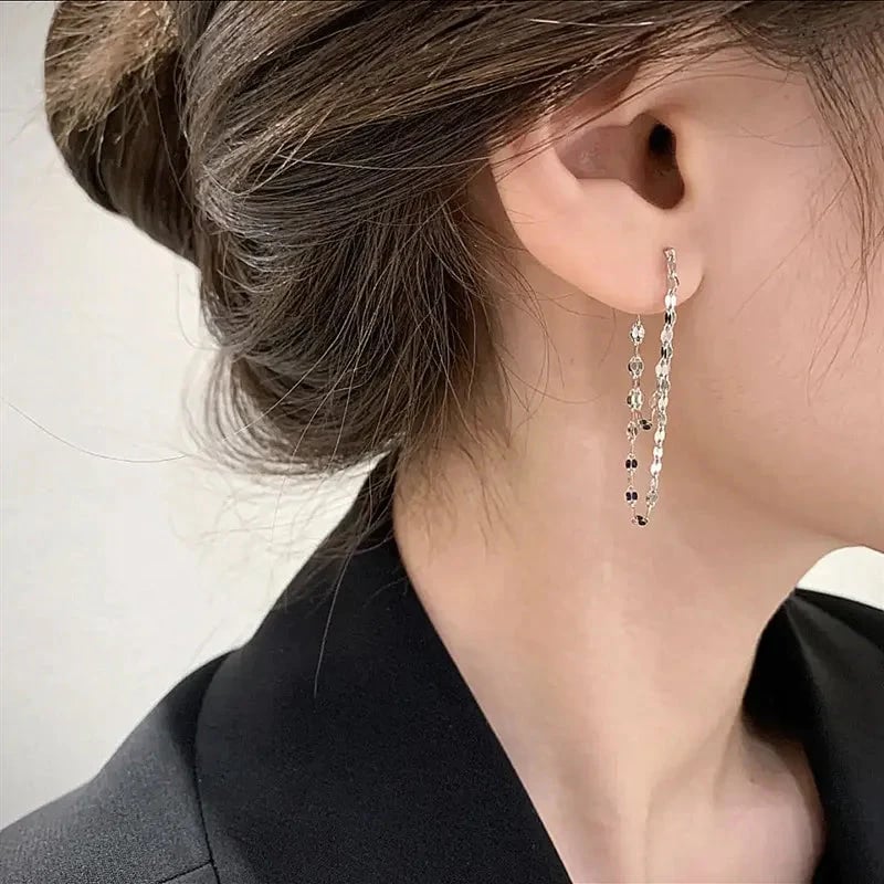 Boucles d'oreilles cripes avec chaîne sequins