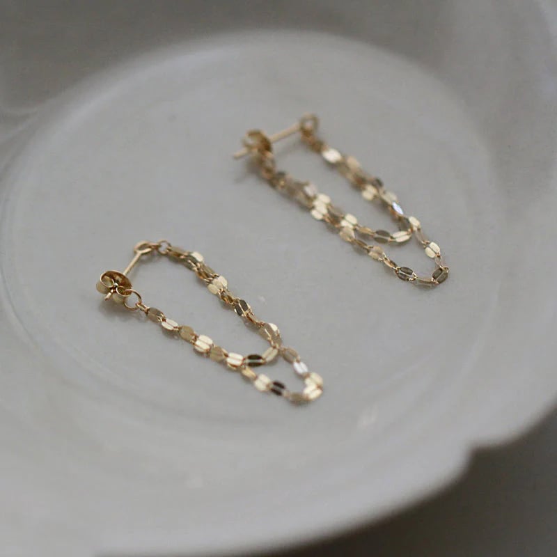 Boucles d'oreilles cripes avec chaîne sequins