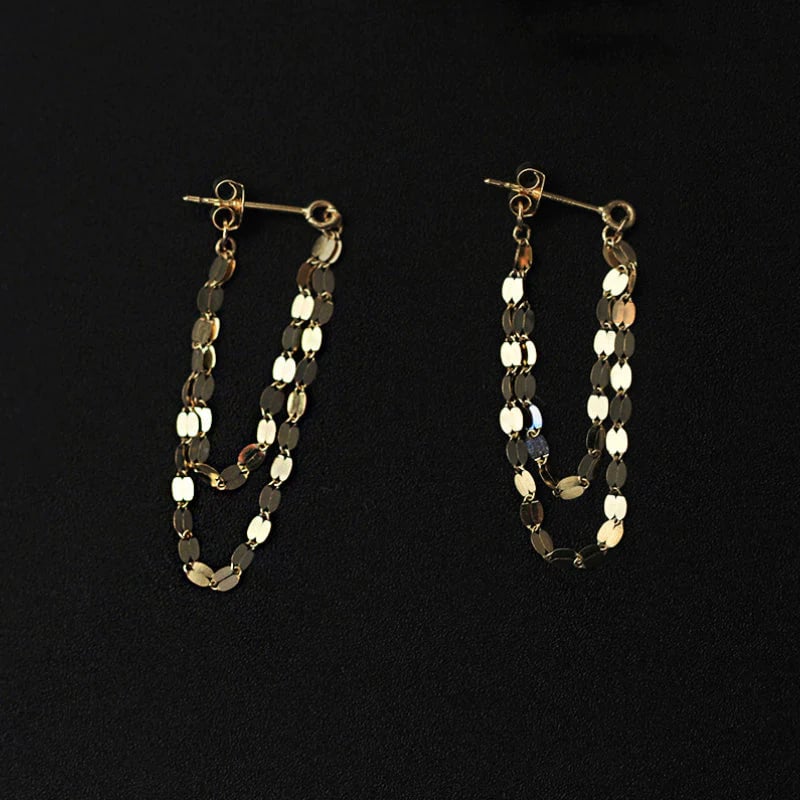 Boucles d'oreilles cripes avec chaîne sequins