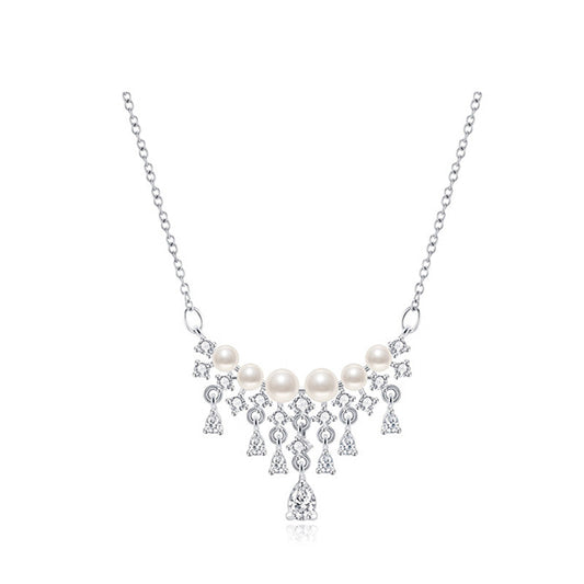 Collier cripes avec pendentif fausse perle et larme zircon