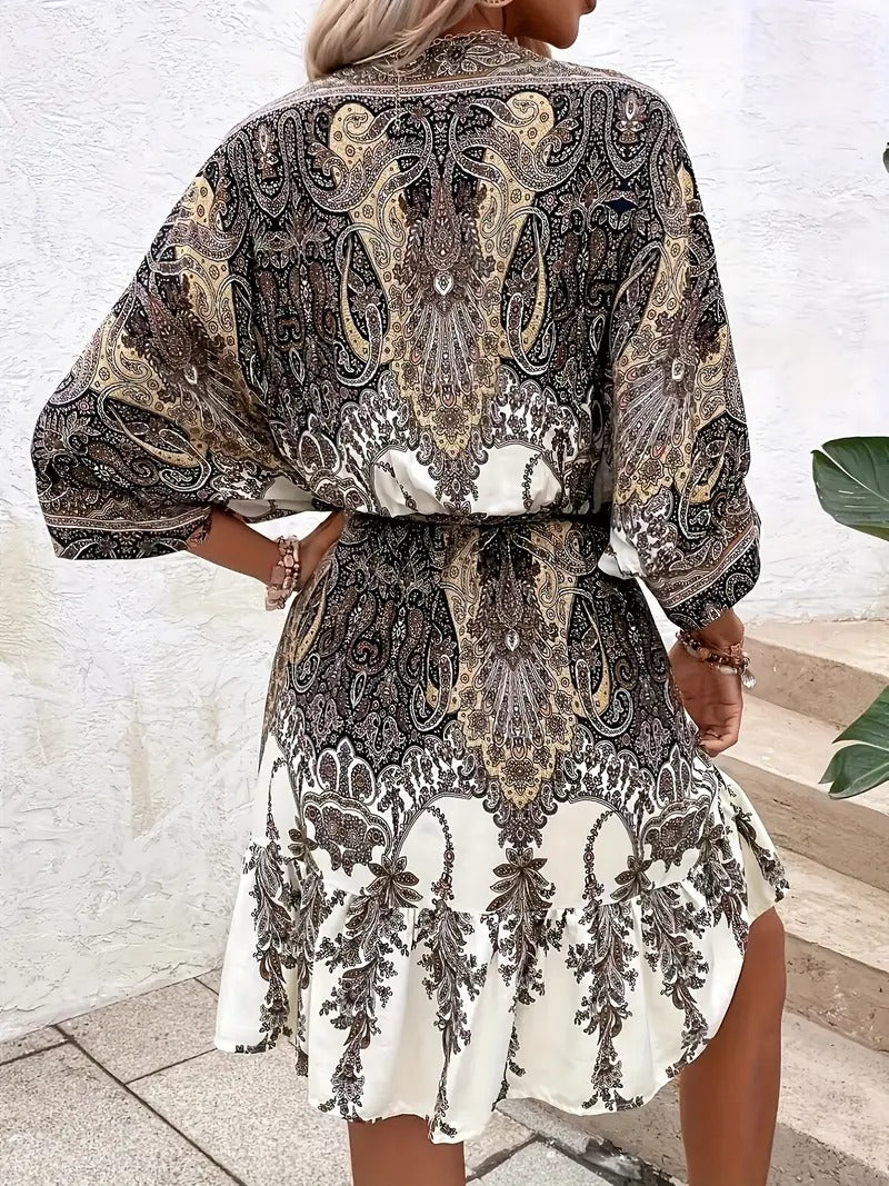 Robe Cripes à Manches Courtes pour le Printemps-Été - Sanny