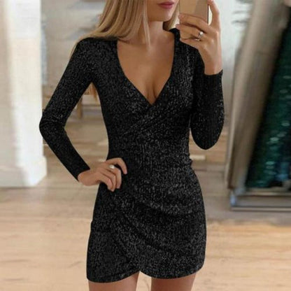 Robe portefeuille à sequins et col en V Cripes pour femme | Nélé