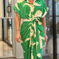 Robe de chemise à imprimé à la taille de cou de cou décontrément