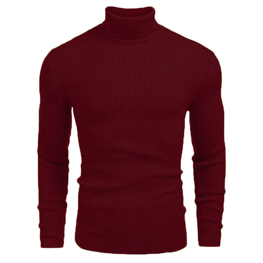 Pull fin à col roulé en tricot pour hommes d'hiver