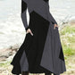 Robe contrastante avec poches et manches longues