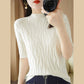 Pull en tricot texturé à manches mi-longues pour femmes