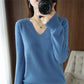 Pull en tricot à col en V pour femmes