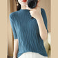 Pull en tricot texturé à manches mi-longues pour femmes