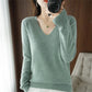 Pull en tricot à col en V pour femmes