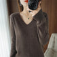 Pull en tricot à col en V pour femmes