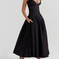 Puk | Elegante Zwarte strapless midi jurk